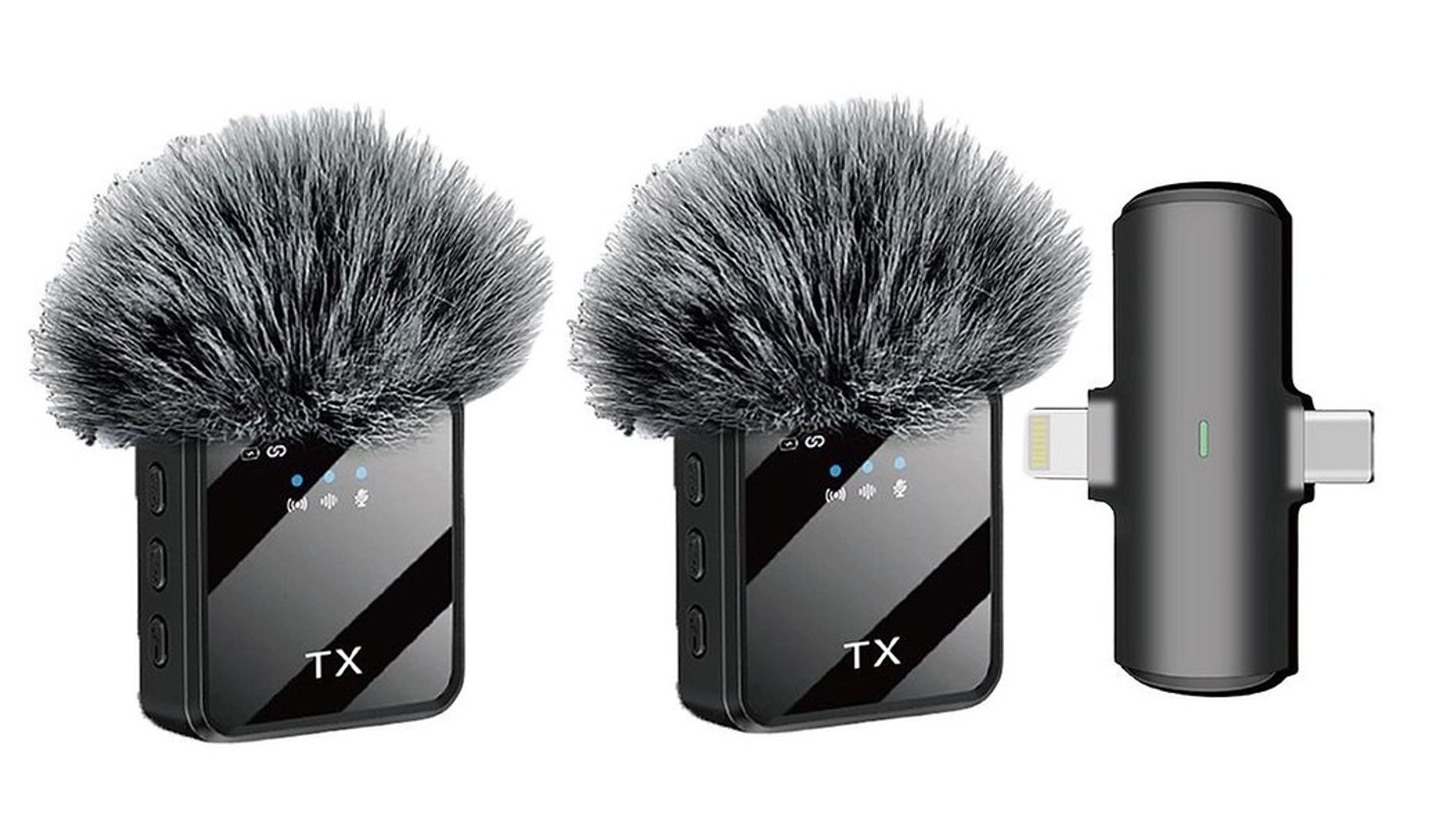 Micrófono x2 Peludo Inalámbrico 2 en 1