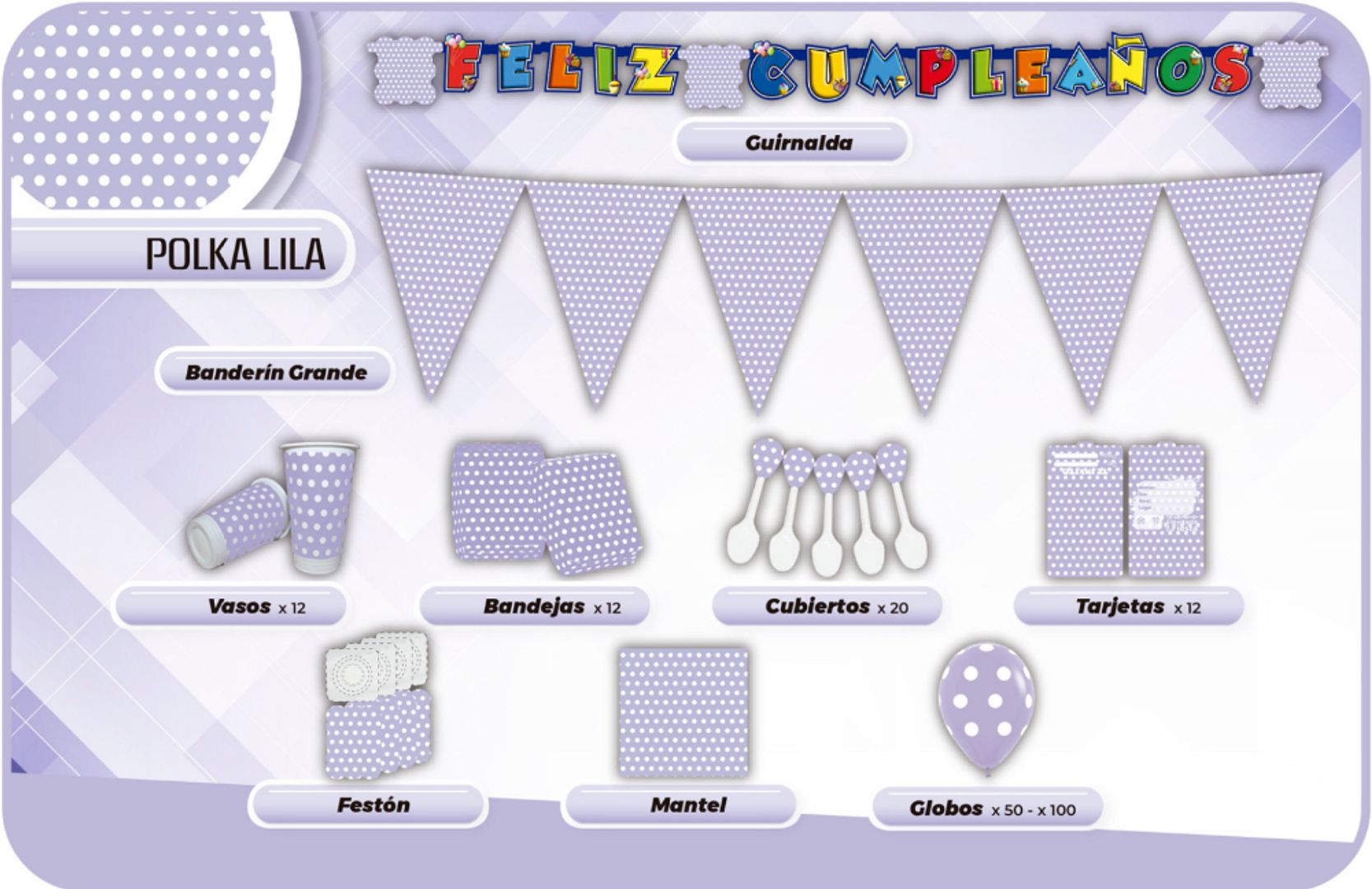 DECORACIÓN POLKA LILA 