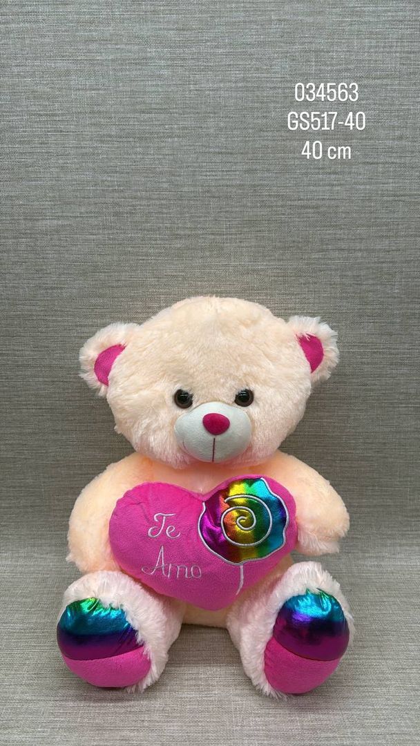 OSO CORAZÓN "TE AMO" CON DETALLES BRILLANTES 40 CM