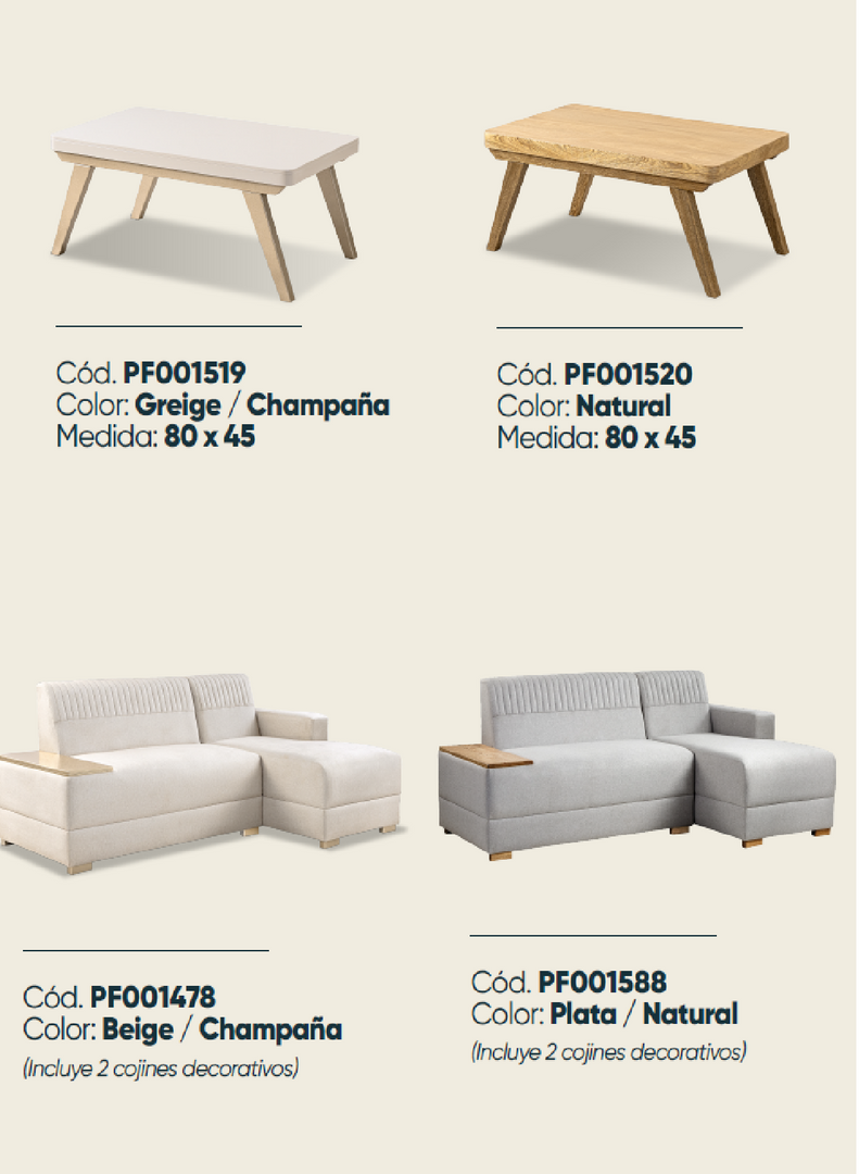 SALA ELE XION NATURAL TAPIZ PLATA