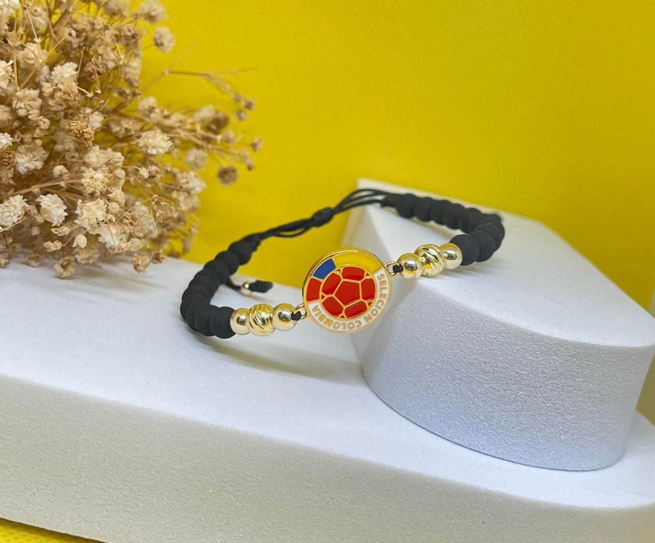 Pulsera placa seleccion colombia colors balin 5mm liso y balin 6mm italy