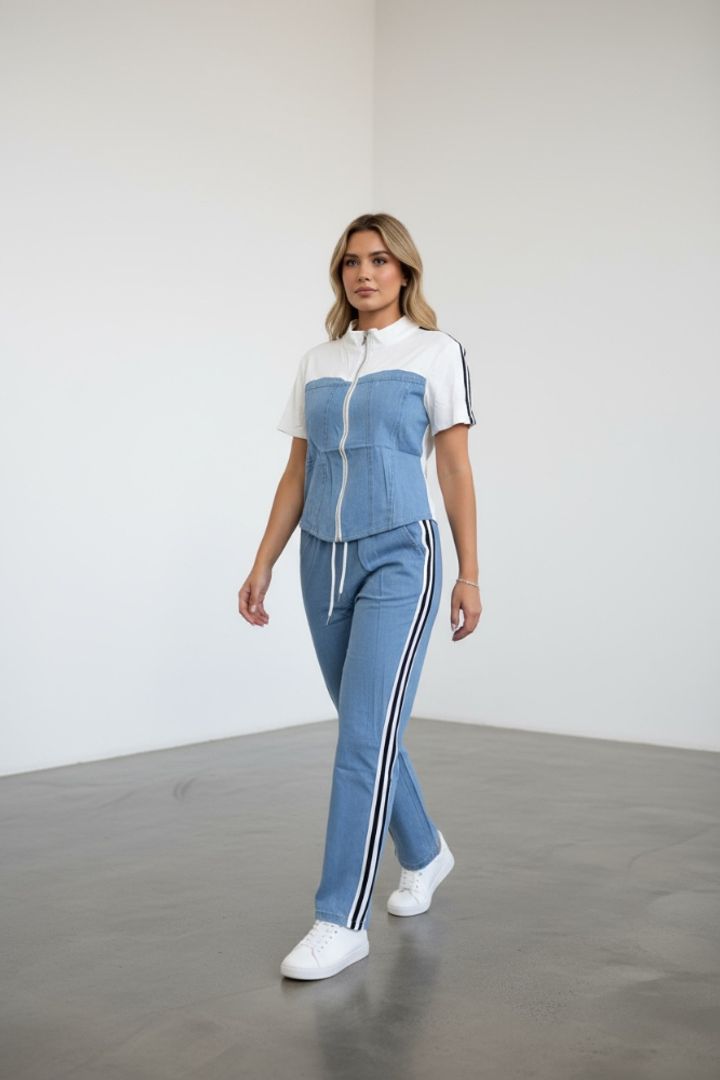 CONJUNTO DENIM MANGA CORTA