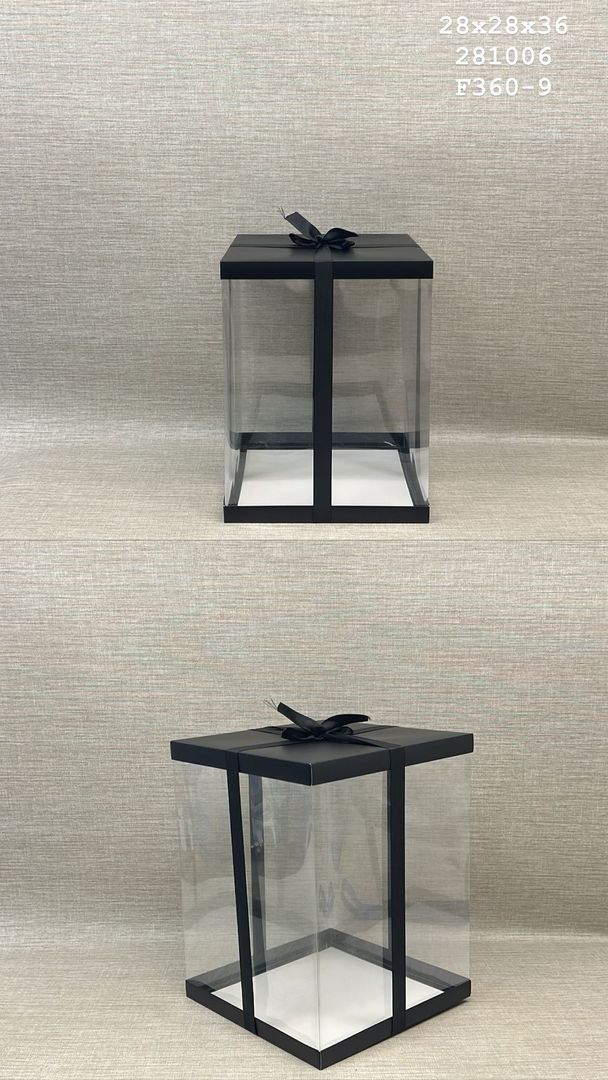 CAJA DE ACETATO NEGRA 28X28