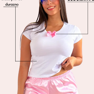Pijama + short tela satín licrado - imagen 1