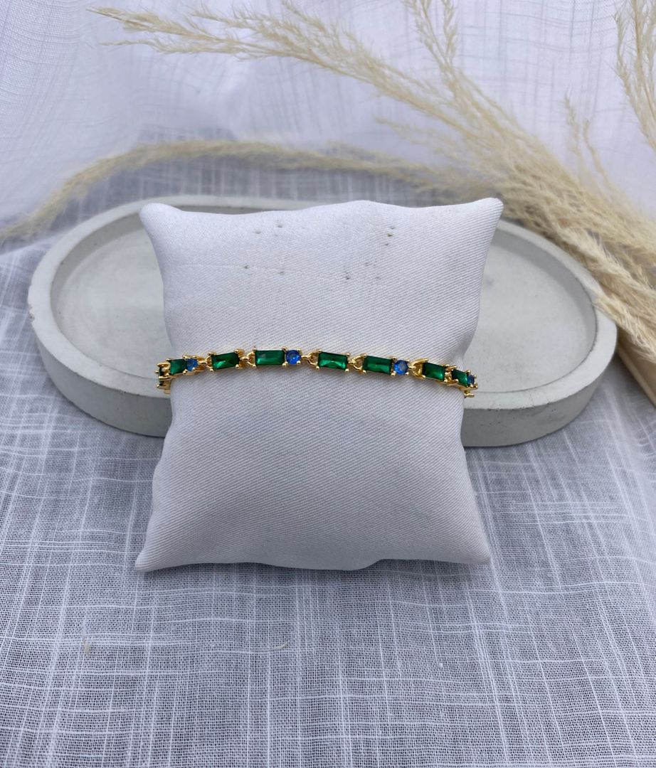 Pulsera, piedra verde, oro rosa, covergold 