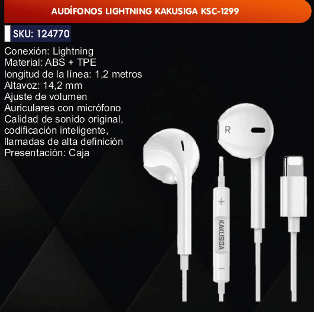 AUDÍFONOS LIGHTNING KAKUSIGA KSC-1299