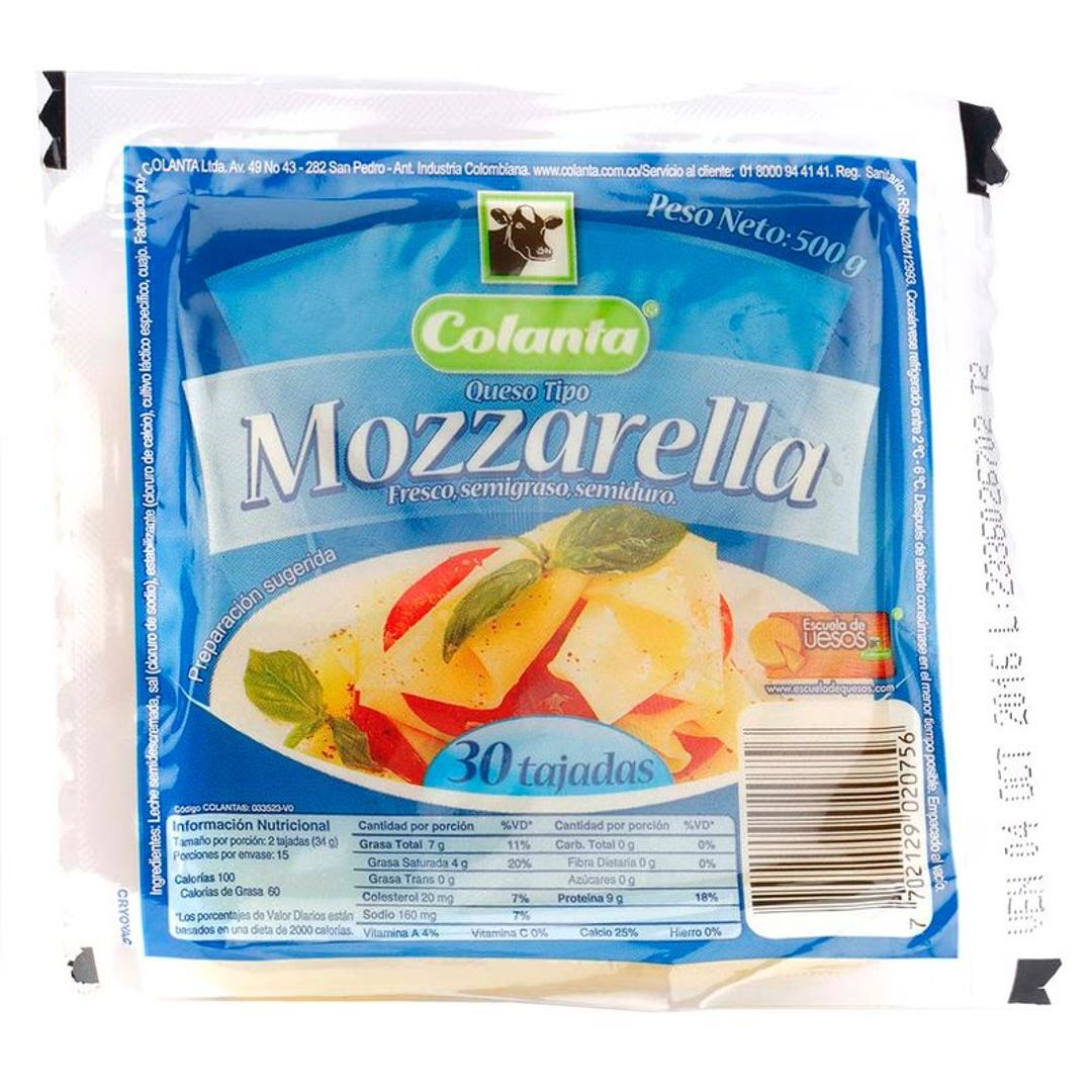 QUESO MOZZARELLA COLANTA*30 TAJADAS