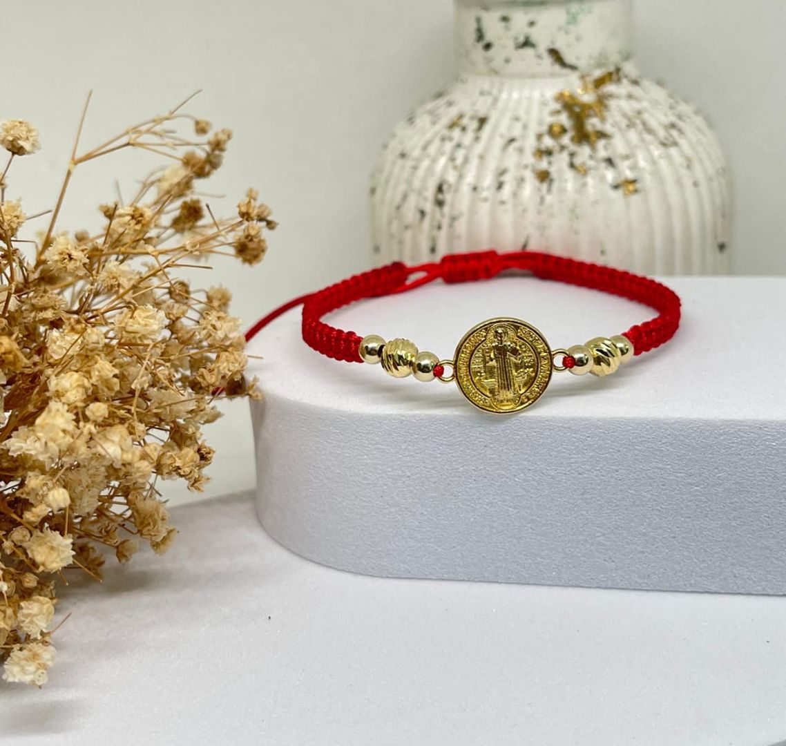 Pulsera tejida san benito balin 4mm liso y balin 5mm italy