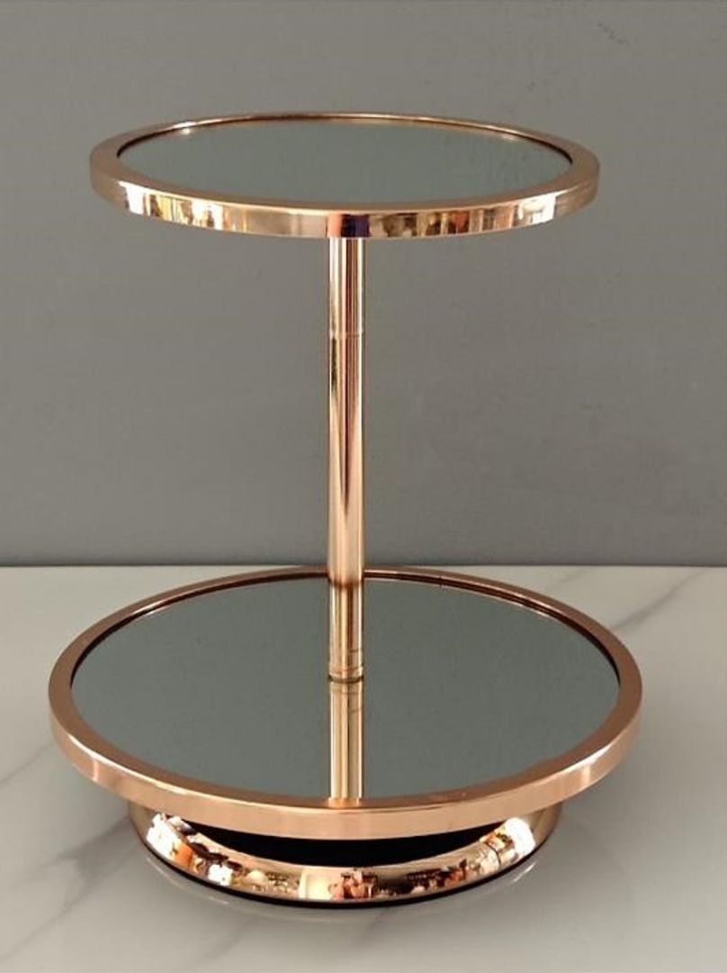 Base para pasteles dorado en metal con espejo