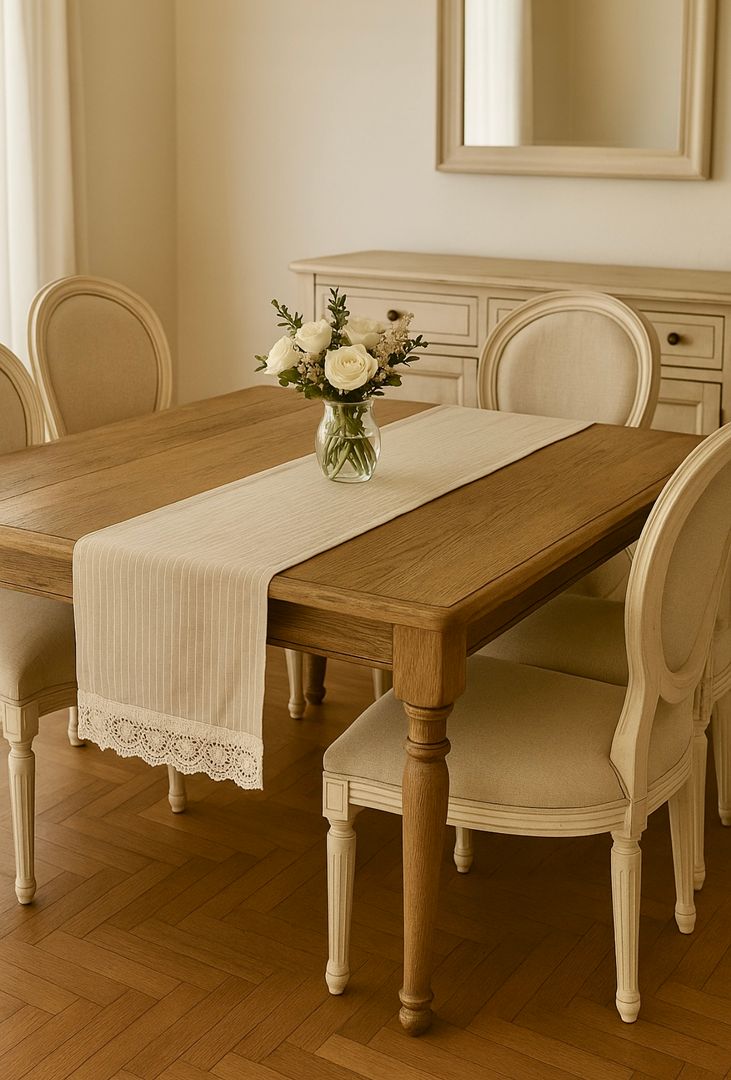 Sendero Voile Rayado con Feston 