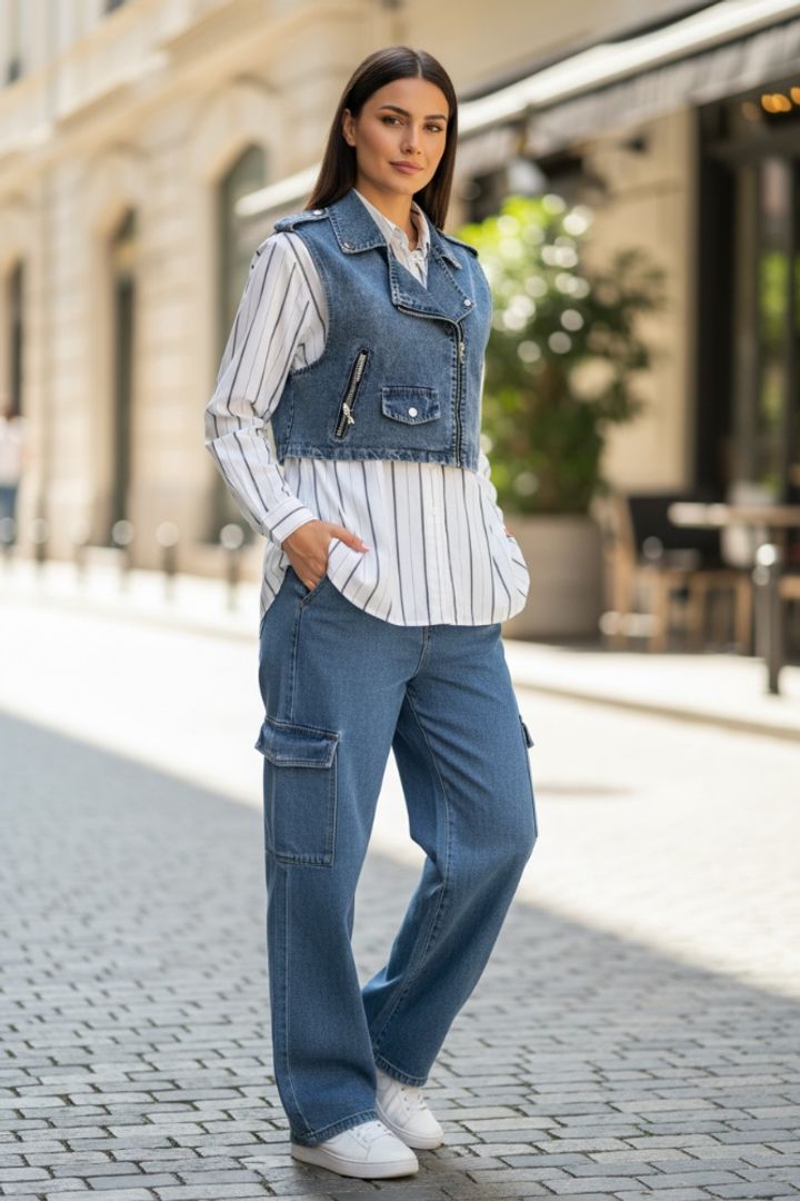 BLUSÓN RAYAS Y CHALECO 