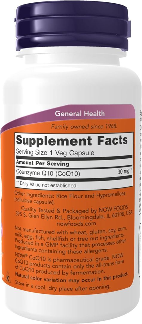 CoQ10 30 mg, 6 cap Grado Farmacéutico NOW 