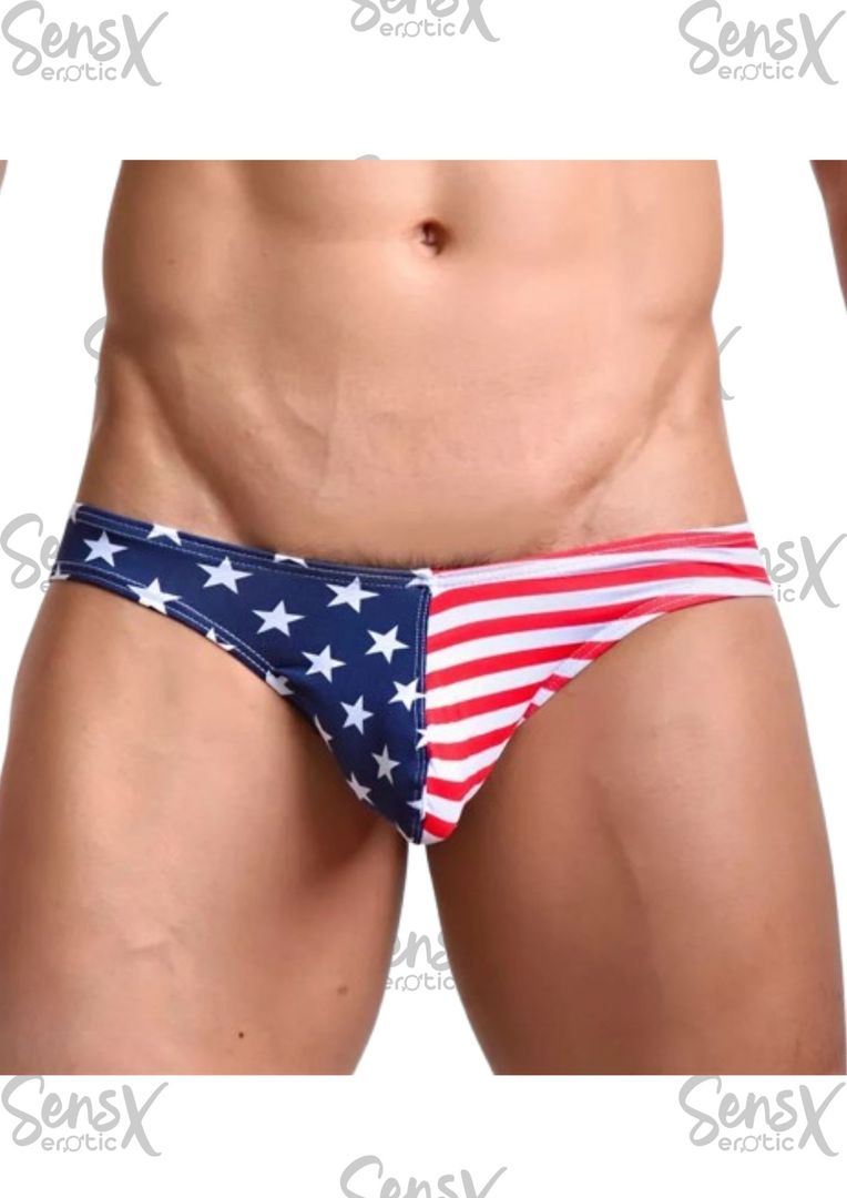 Tanga masculina con diseño de bandera de EE.UU