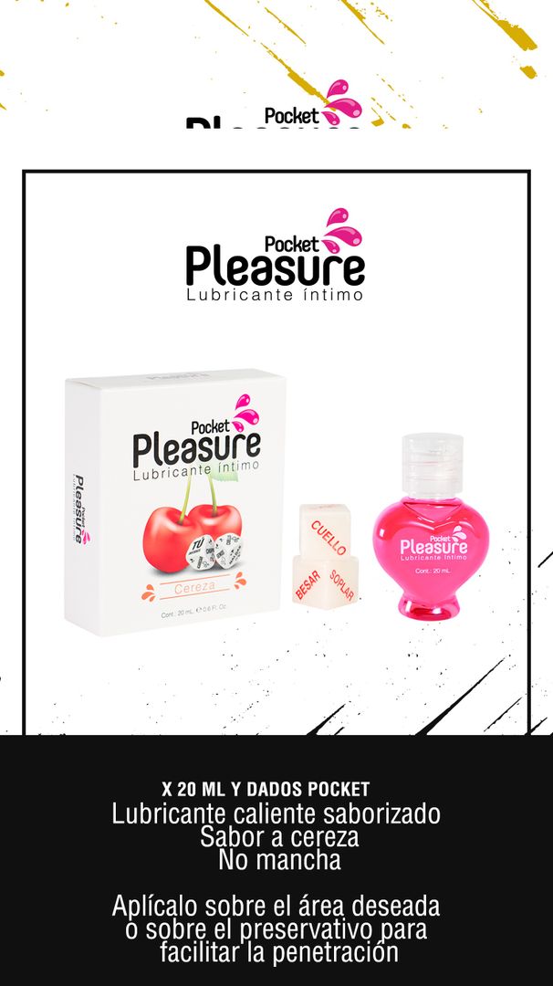Lub. Intimo Pleasure Cereza X 20 ML + Dados Pocket