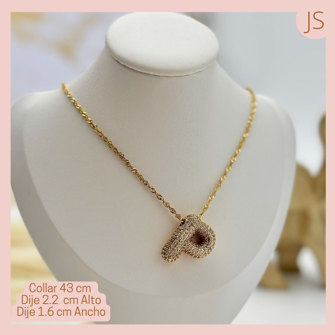 Lindo Collar Inicial P Rodio Microcirconado