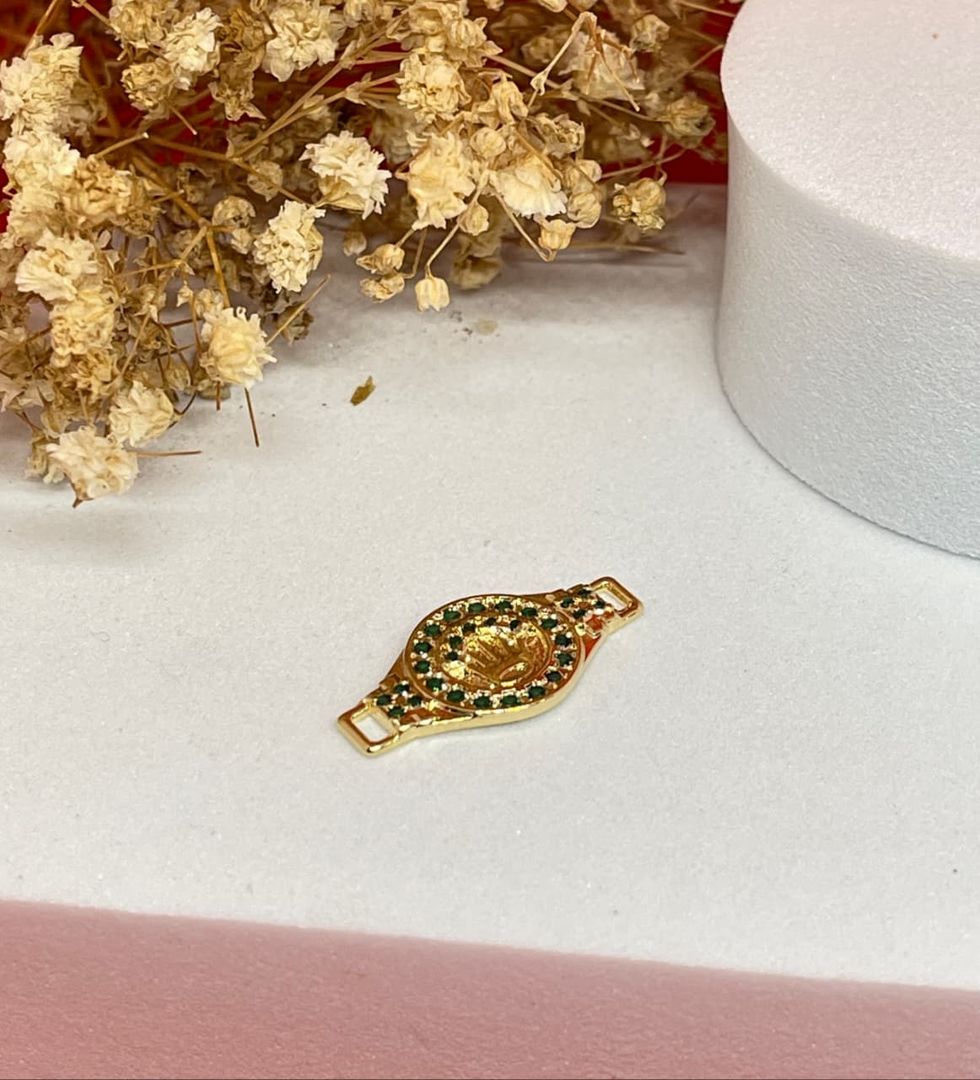 Herraje rolex reloj verde circonias