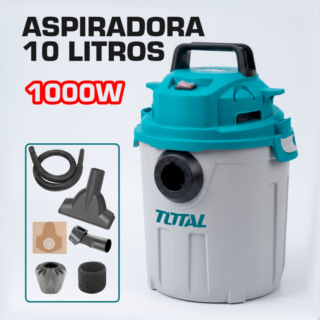 ASPIRADORA 10 LITROS 1000W SECO/MOJADO  SIN RUEDAS
