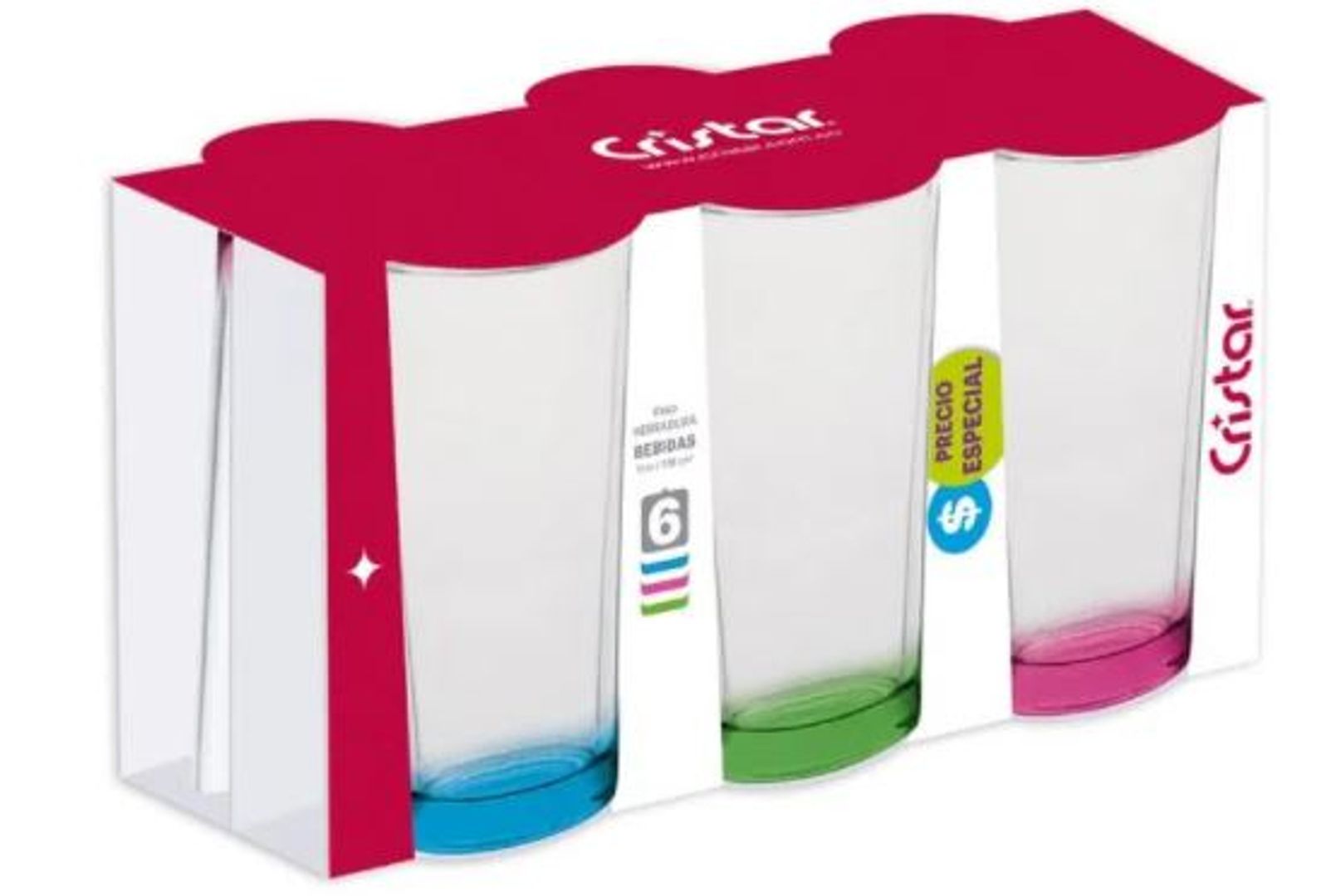 ESTUCHE DE VASO FONDO COLOR X6 0124CFC6 CRISTAR