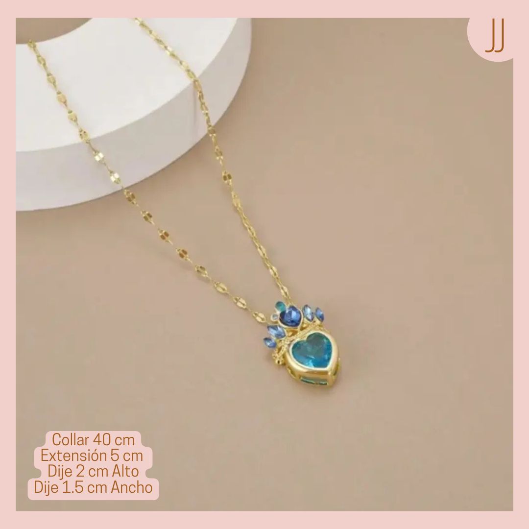 Collar Corazón Azul Acero Inoxidable