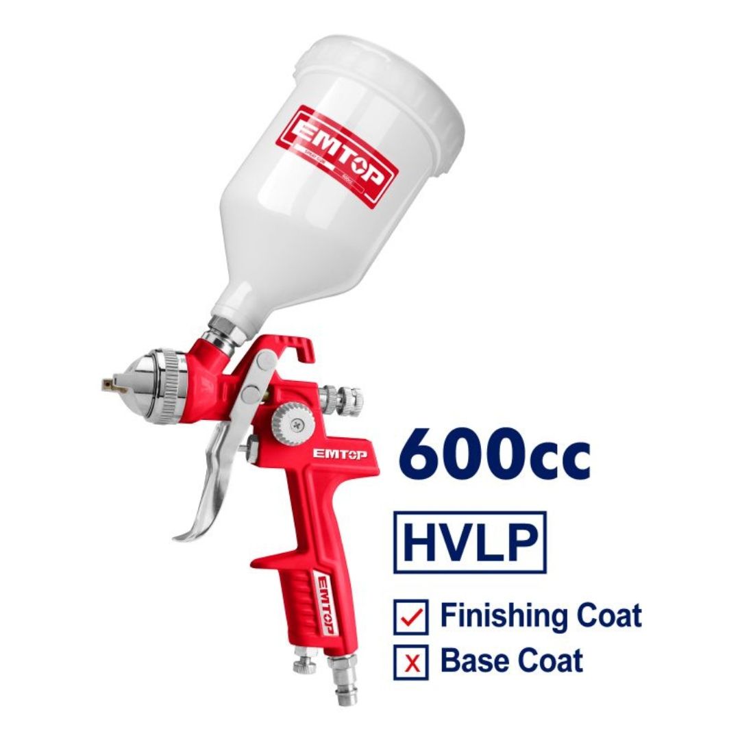 EMTOP AEROGRAFO 1.4MM GRAVEDAD 600CC VASO PLASTICO SUPER EMTOP