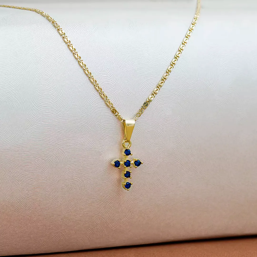 D Cruz 6 Circonias Azul