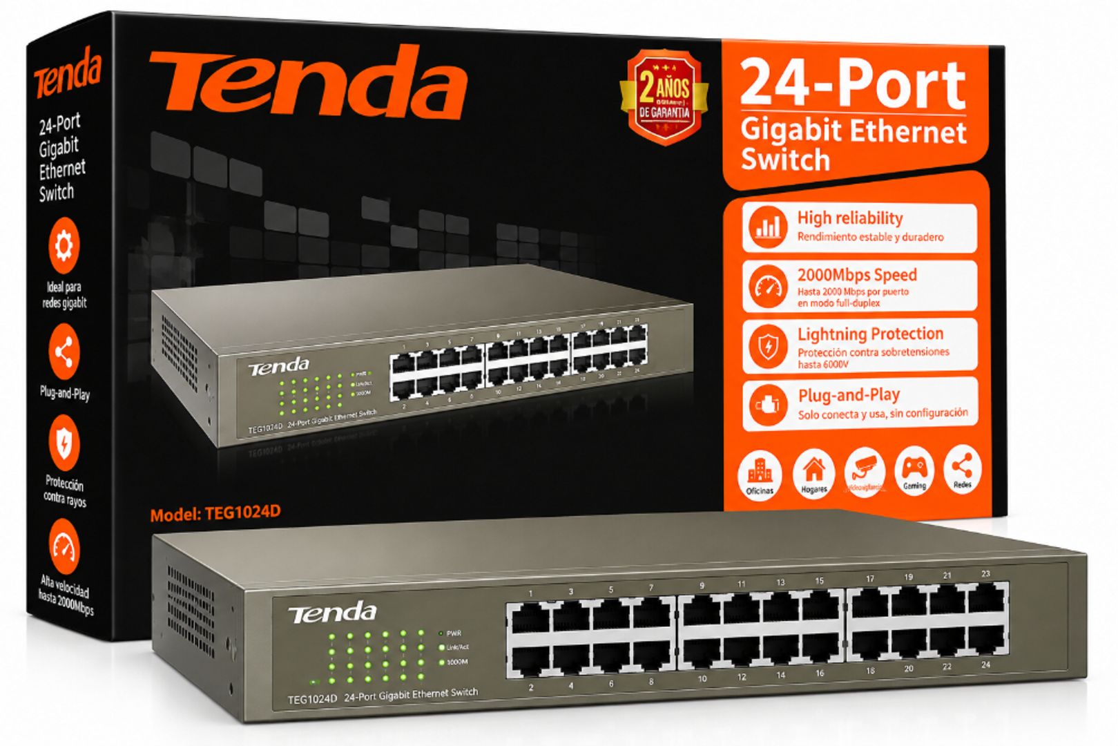 Tenda TEG1024D – Switch Gigabit de 24 Puertos