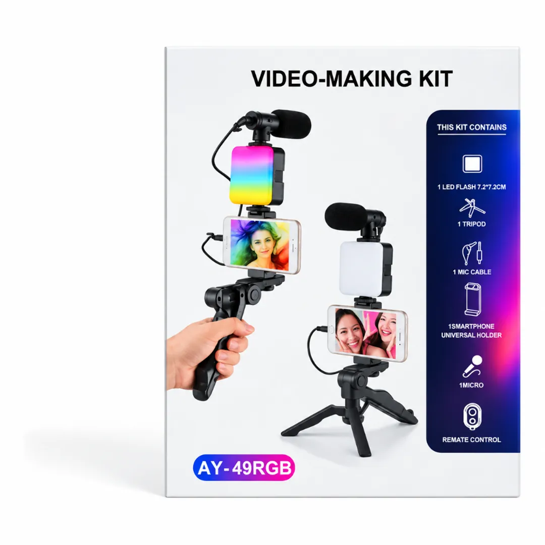 ESTABILIZADOR TRIPODE LUZ LED RGB CON MICROFONO AY-49RGB