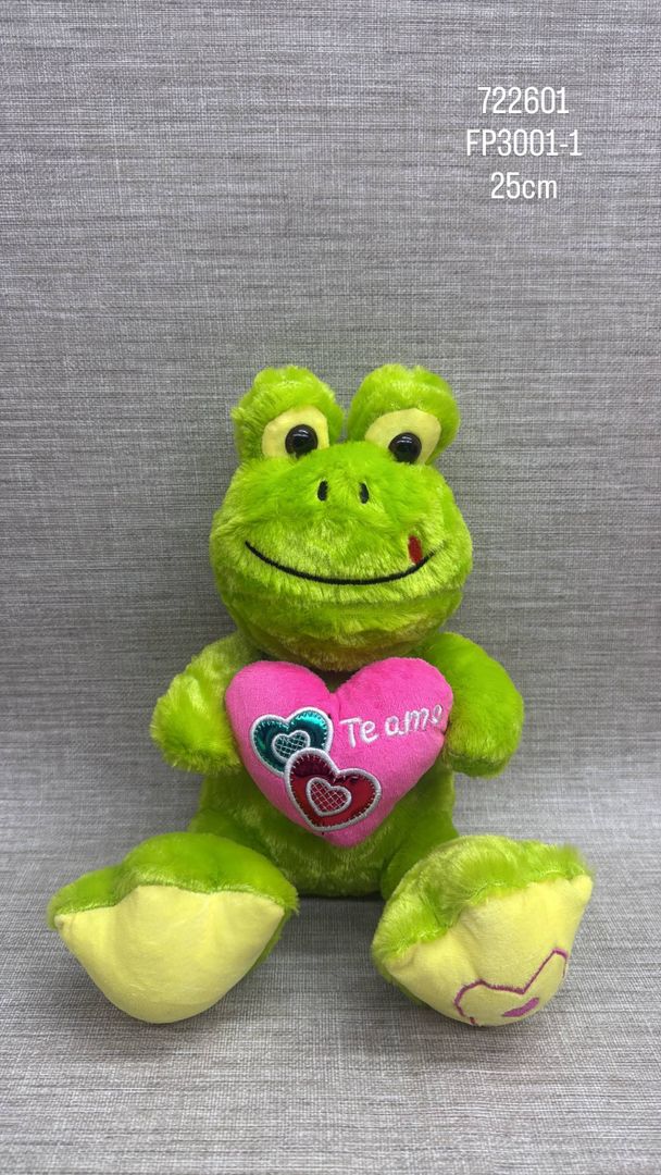 RANITA CON CORAZON FUCSIA 25 CM