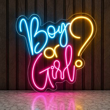 Imagen del producto LETRERO NEÓN FLEX BOY OR GIRL ? 40 x 15.5 CM IMPORTADO 