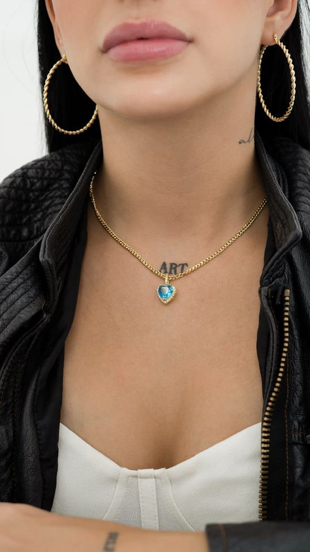 Cadena cubana dije corazon azul 