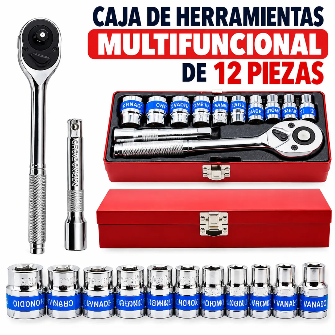 JUEGO SET DE RATCHET 1/2 EXTENSOR 12 PCS