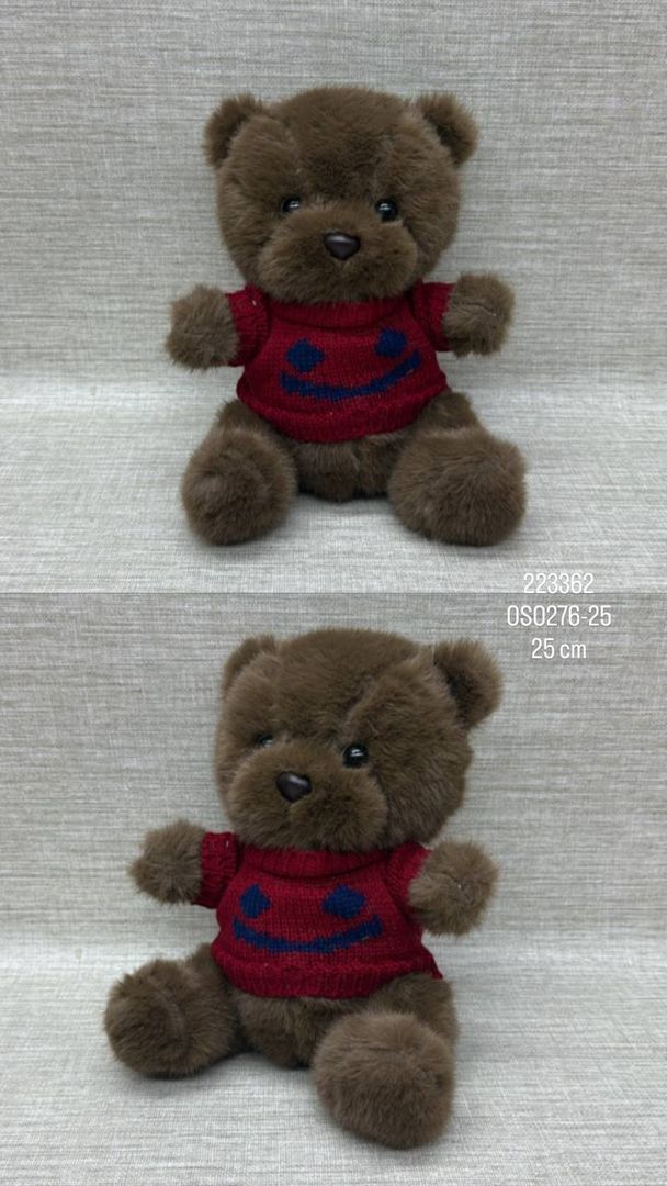 OSO CAFE CON SUETER ROJO DE 25 CM