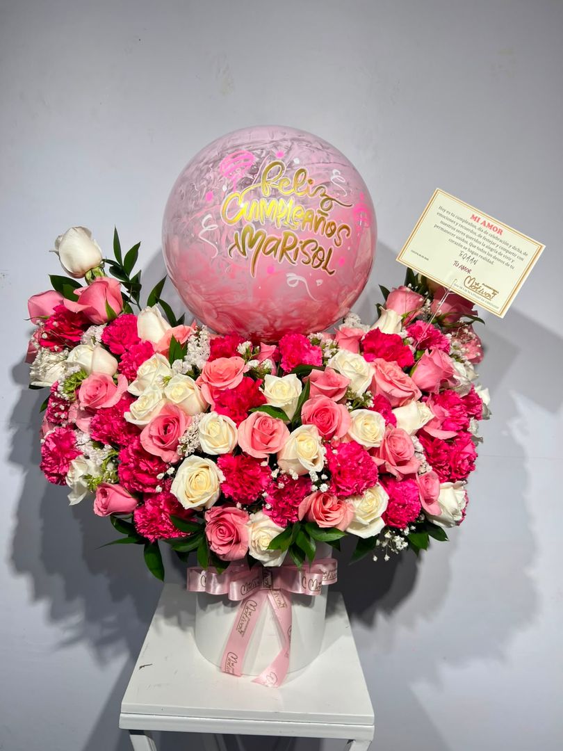 LUNA FLORAL CON GLOBO
