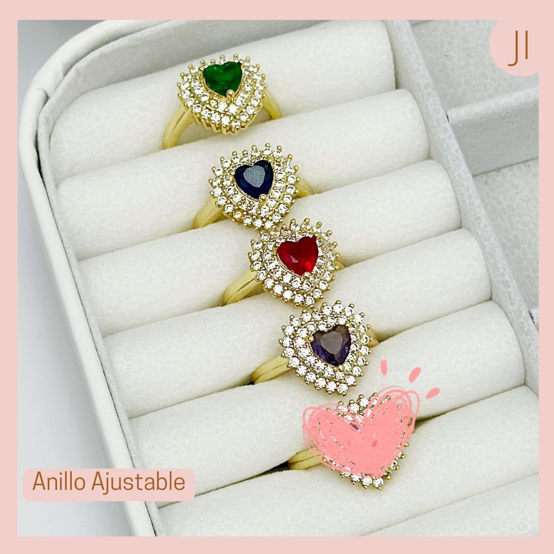 Anillo Corazón Micro circonado Rodio