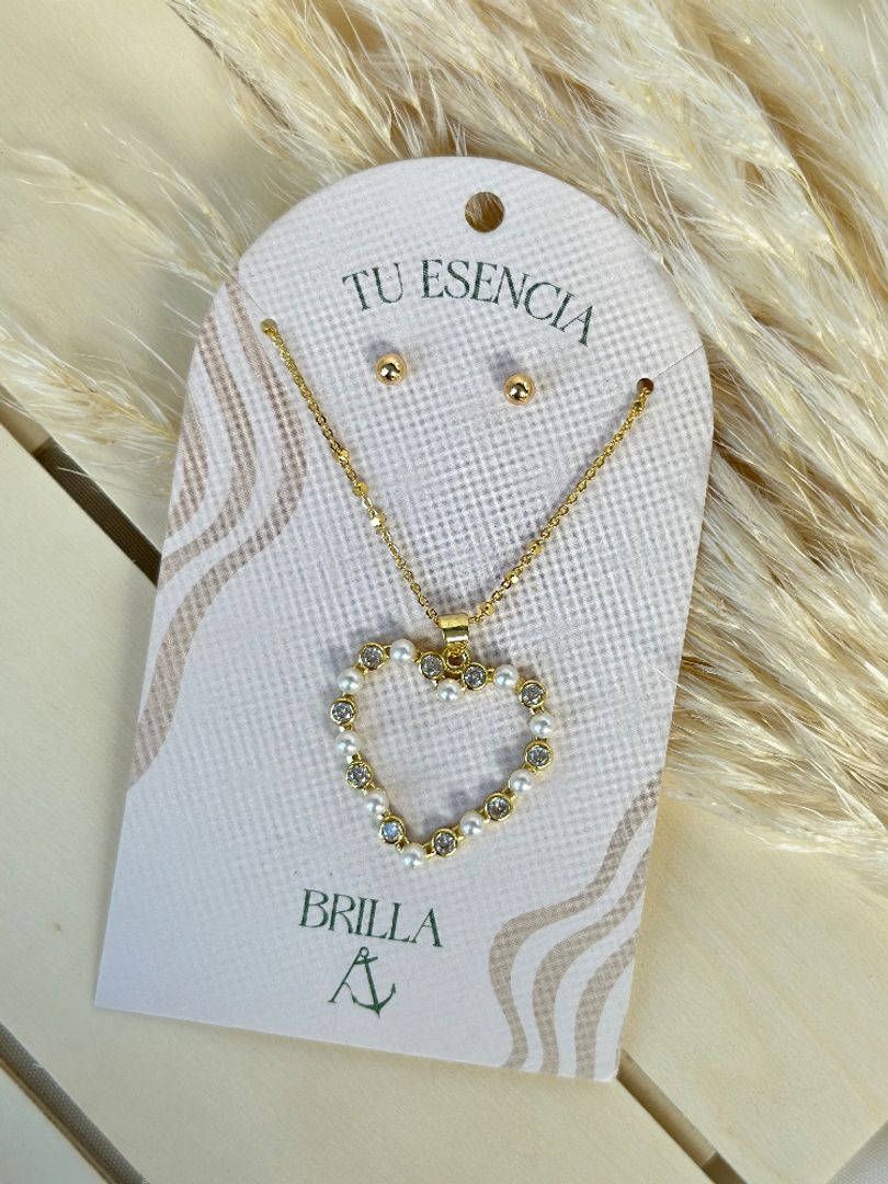 Cadena corazón perla 