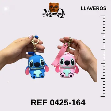 LLAVEROS TIPO MONEDERO DE STITCH & ANGELA - imagen 1