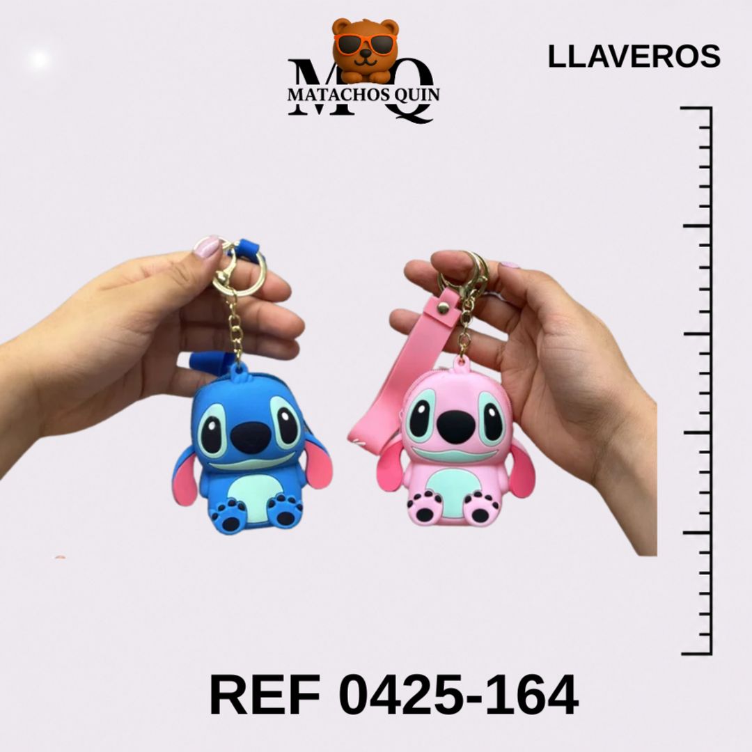 LLAVEROS TIPO MONEDERO DE STITCH & ANGELA