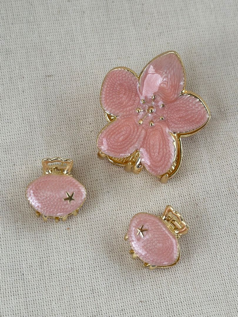 Set trío pinza flor 