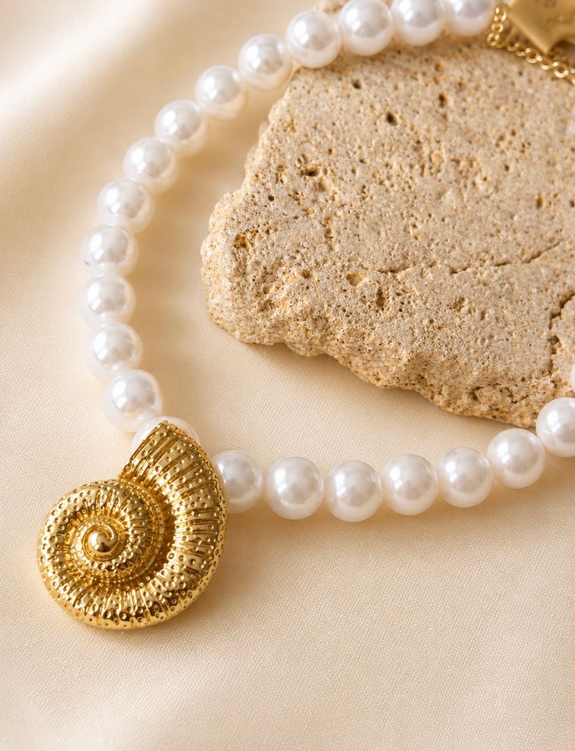 Collar perla caracol 