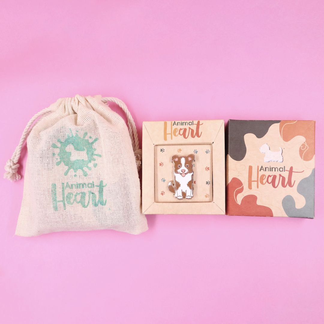 PIN BORDER COLLIE MARRÓN