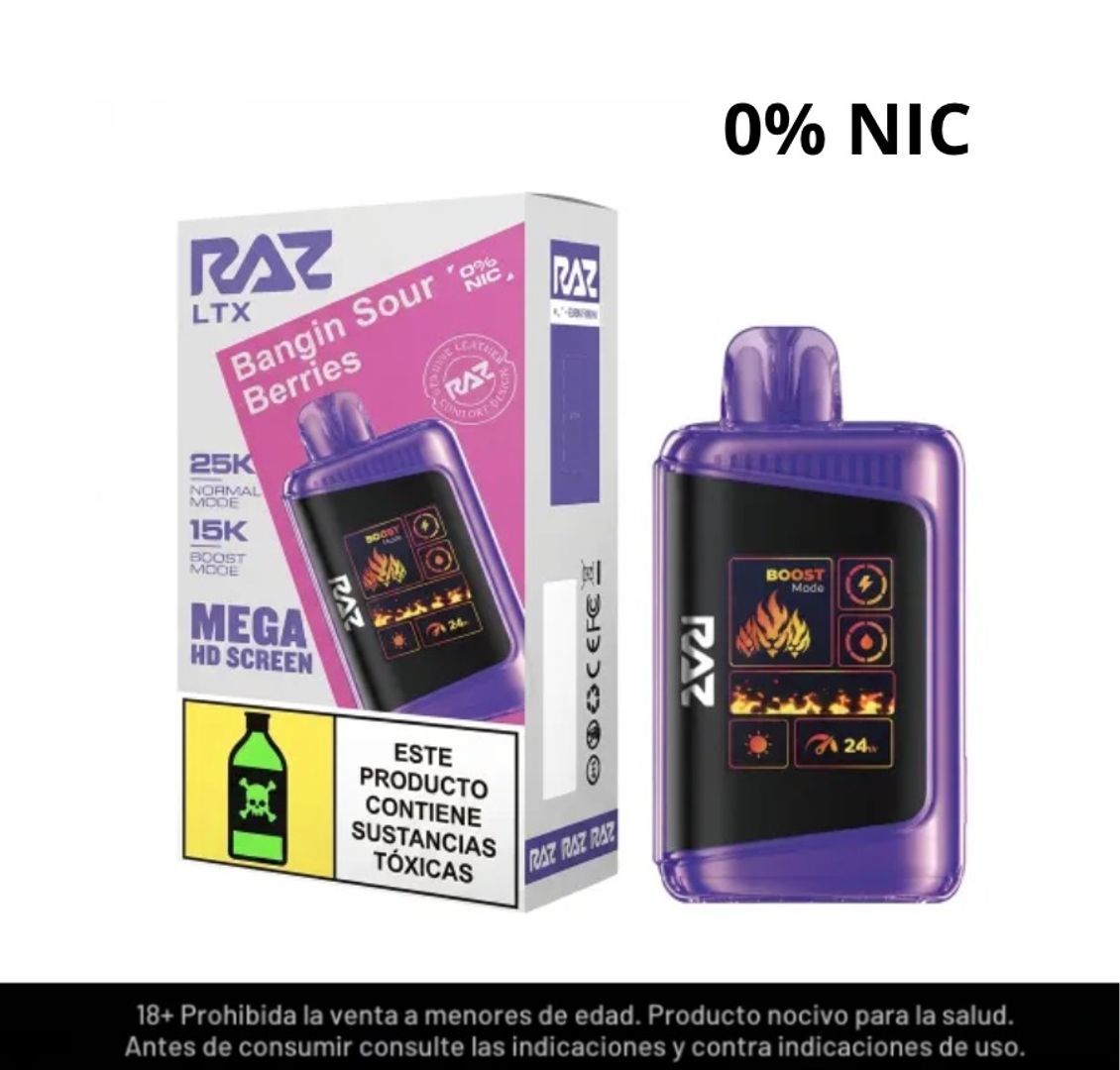 Raz Bangin Sour Berries Sin Nicotina 25.000 Puffs