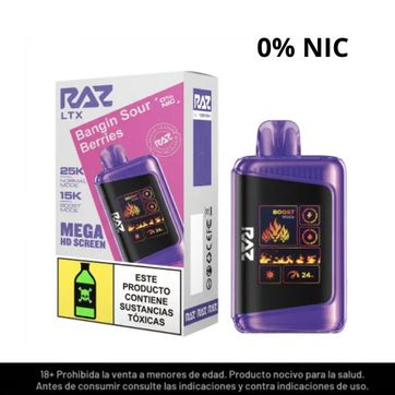 Imagen del producto Raz Bangin Sour Berries Sin Nicotina 25.000 Puffs