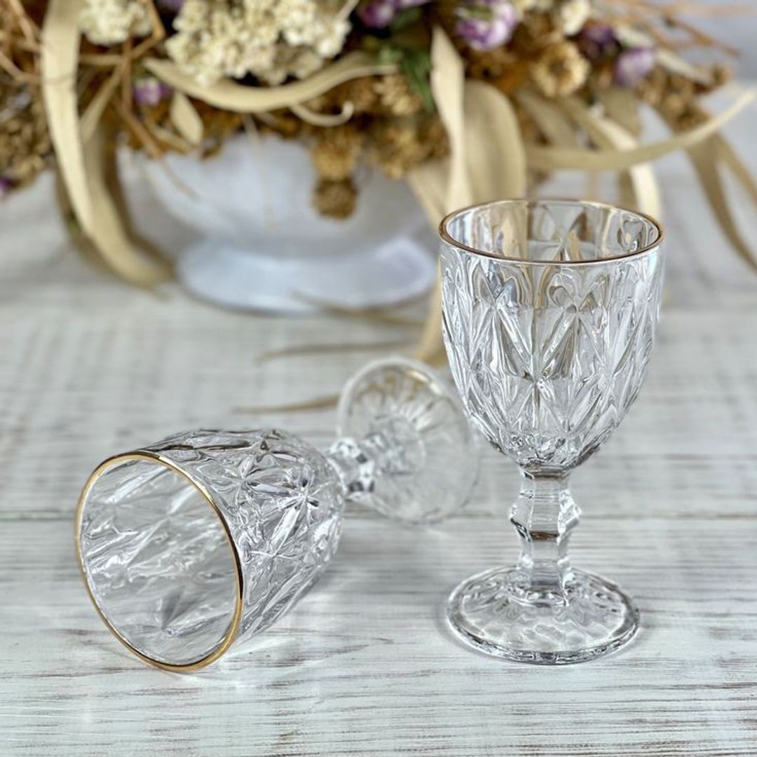 COPA ROMBO GRANDE TRASPARENTE FILO DORADO