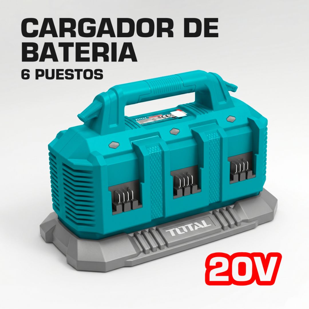CARGADOR DE BATERIA INALAMBRICA 20V 4.0A 6 PUESTOS