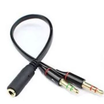 Imagen del producto Cable adaptador micrófono y audio a Jack 3.5mm negro