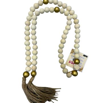 Imagen del producto COLLAR DE MADERA CLARA CON TOQUE DORADO CROMADO