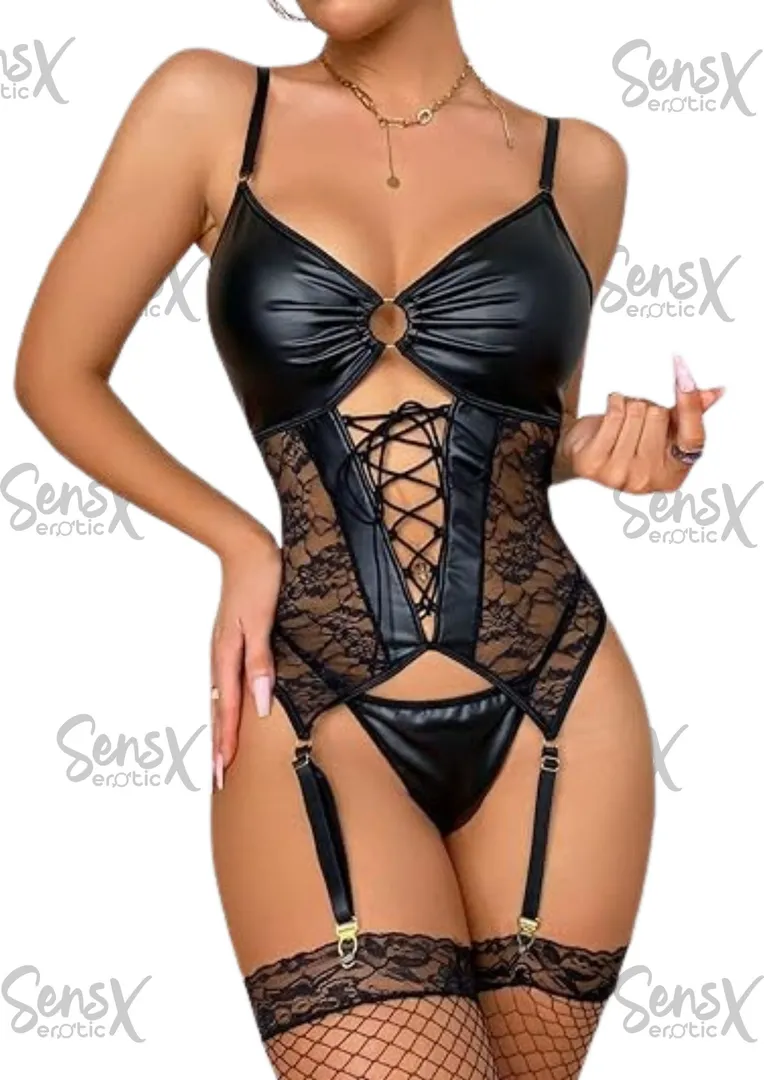 Lencería, corsé sexy con liguero de encaje 