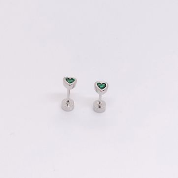 TOPO SEGURIDAD CORAZÓN VERDE PLATEADO RODINADO - imagen 1