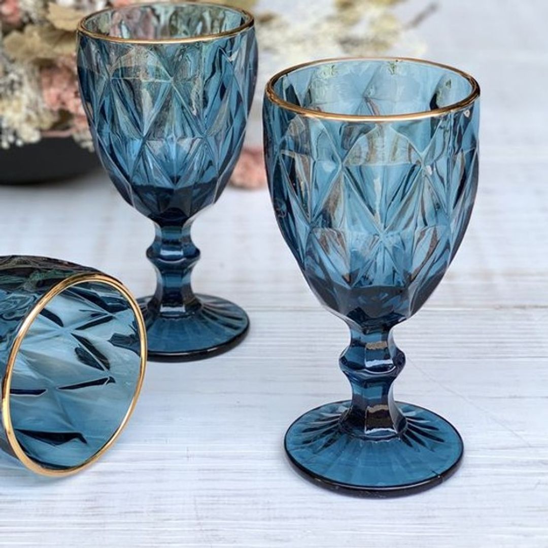 Copa ROMBO GRANDE Azul Filo Dorado