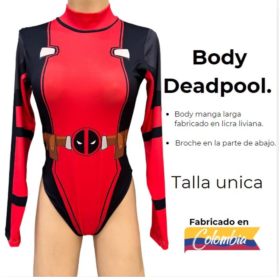 BODY TEMÁTICO DEADPOOL MANGA LARGA.